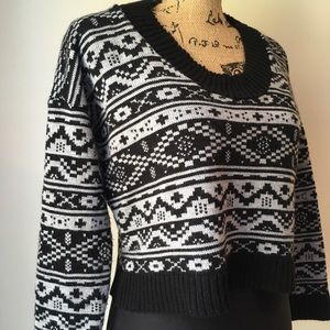 Cropped Sweater, Black and Light Gray, S